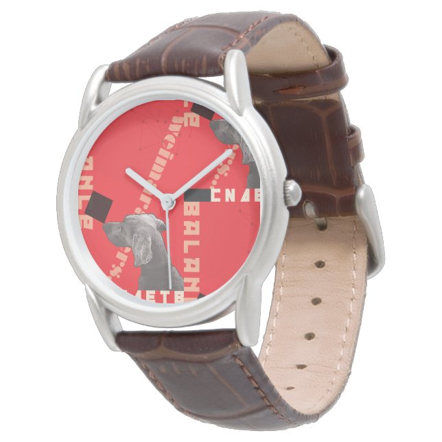 RED GRAPHIC WEIM Herrenuhr aus braunem Leder Armbanduhr (Schrägansicht)