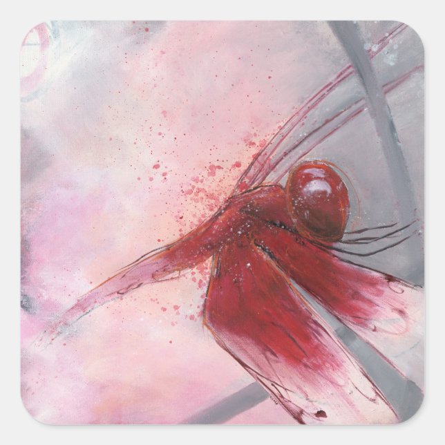 Red Grasshawk Quadratischer Aufkleber (Vorderseite)