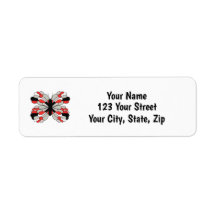 Red Grau and Black Butterfly Address Label