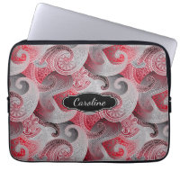 Red Grau und Black Paisley Pattern mit Monogramm