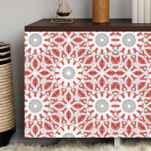 Red Grau und White Ethnic Oriental Boho Muster Seidenpapier