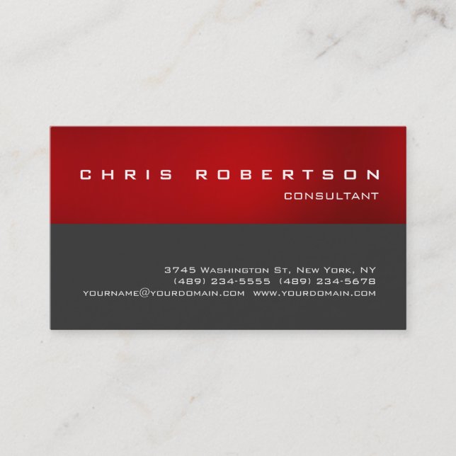Red Grau White Attraktive Charming Business Card Visitenkarte (Vorderseite)