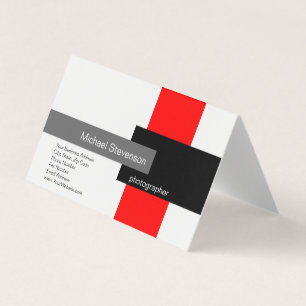 Red Grau White Black Minimalistisch Modern Schlich Visitenkarten
