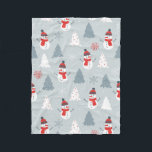 Red Grau & White Christmas Snowman Pattern Fleecedecke<br><div class="desc">Weiß graue und rote Weihnachtsschneebäume,  coole Weihnachtswintermuster.</div>