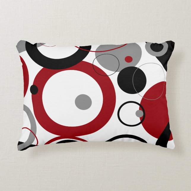 Red, Gray and Black Dots Dekokissen (Vorderseite)