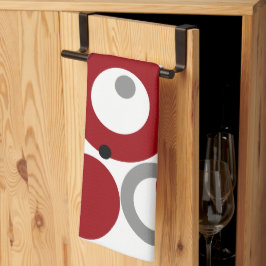 Red, Gray and Black Dots Geschirrtuch
