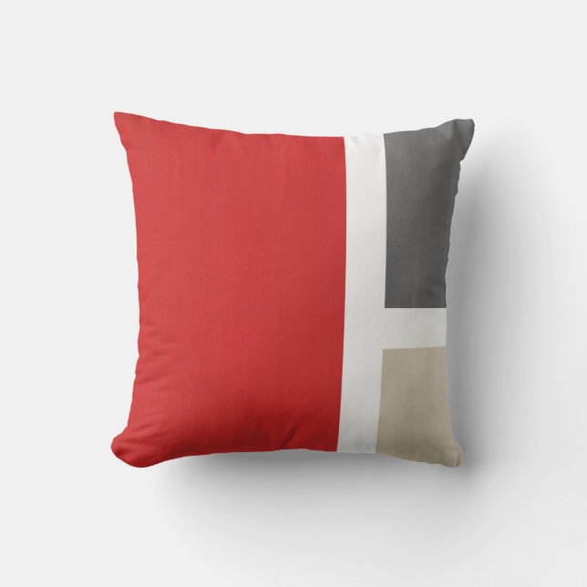 Red Gray Beige Modern Kissen (Vorderseite)