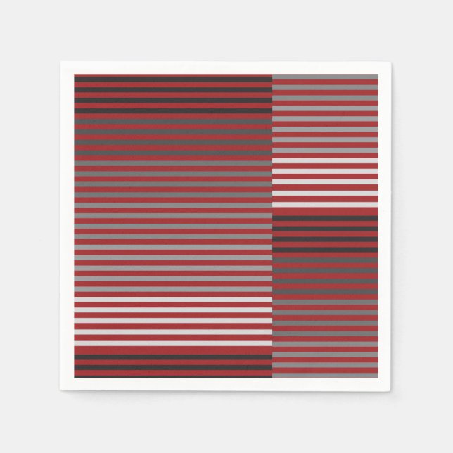 Red, Gray, Black, White Stripes Serviette (Vorderseite)
