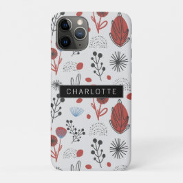 Red Gray Blume Pflanze Muster Personalisiert Case-Mate iPhone Hülle