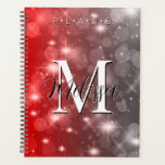 Red & Gray Bokeh Modern Monogram Sparkle Planner Planer<br><div class="desc">Dieser Planer hat einen Hintergrund aus rotem und grauem Bughglanz. Einfach und modern. Füllen Sie es mit einem personalisierten Monogramm und Namen aus. Erstellt von der einfachen Farmhouse Press.</div>