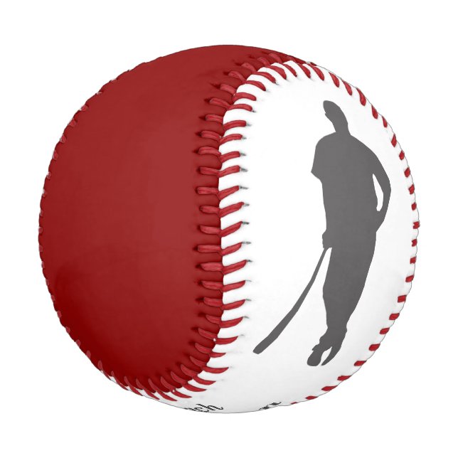 Red Gray Champion Coach Personalisiert Baseball (Schrägansicht)