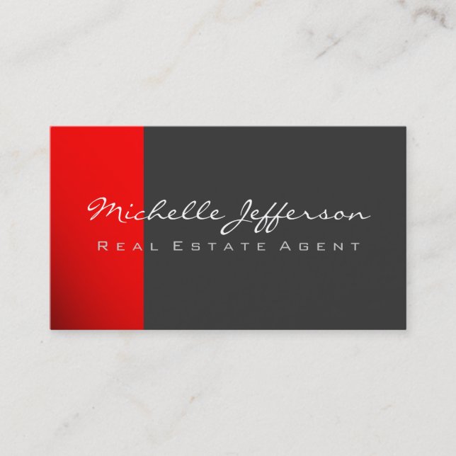 Red Gray Contemporary Business Card Visitenkarte (Vorderseite)