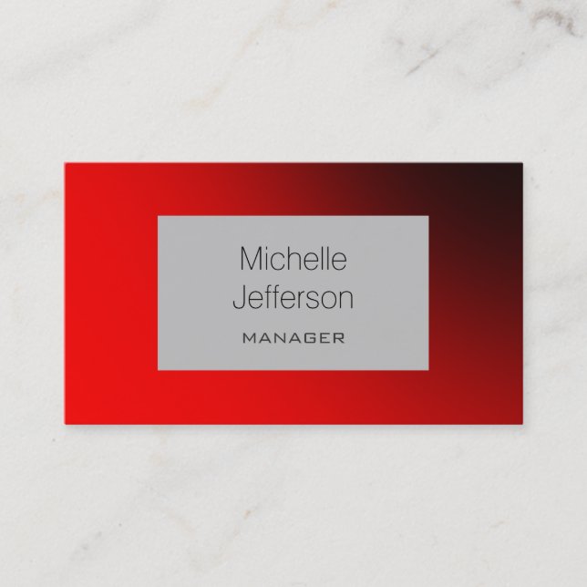 Red Gray Contemporary Trendy Business Card Visitenkarte (Vorderseite)