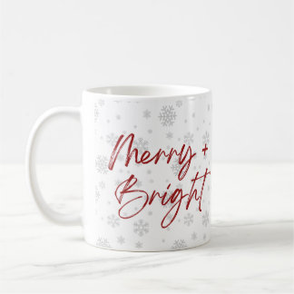 Red Gray Elegant MinimalistSnowflake Weihnachtsfes Kaffeetasse