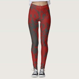 Red Gray Fun Colorful Paint Leggings
