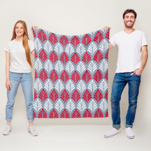 Red Gray Leaf Wing-like Feather Geometric Pattern Fleecedecke