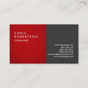 Red Gray Modern Creative Business Card Visitenkarte