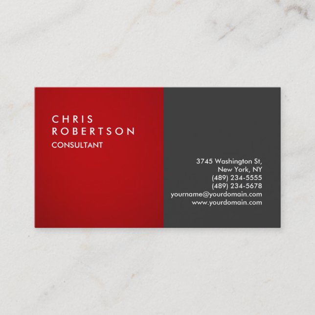 Red Gray Modern Creative Business Card Visitenkarte (Vorderseite)