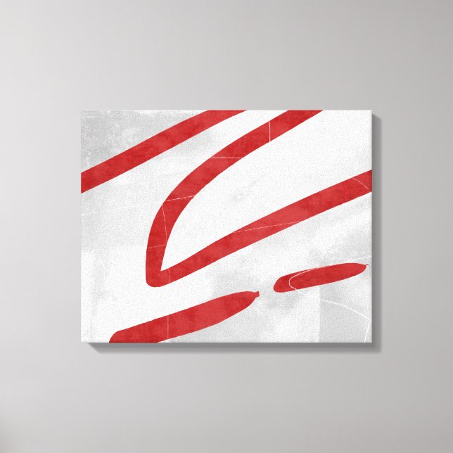 Red Gray Modernes Minimalistisches Abstrakt Leinwanddruck (Vorderseite)