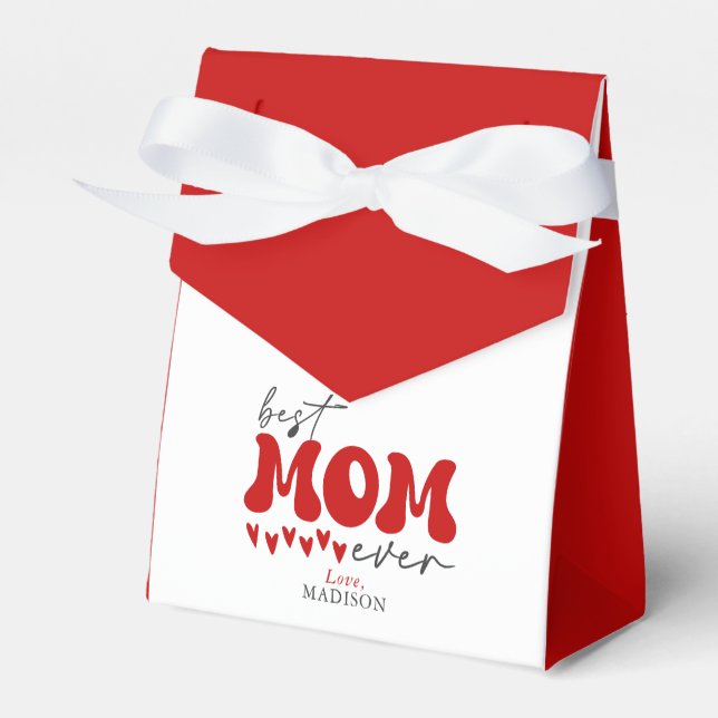 Red Gray Niedlich Best Mama jemals Geschenkschachtel (Vorderseite)