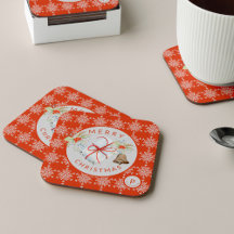 Red Gray Snowflake Weihnachts Secret Santa Monogra