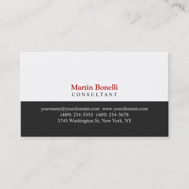 Red Gray White Beruflich Classic Business Card Visitenkarte (Vorderseite)