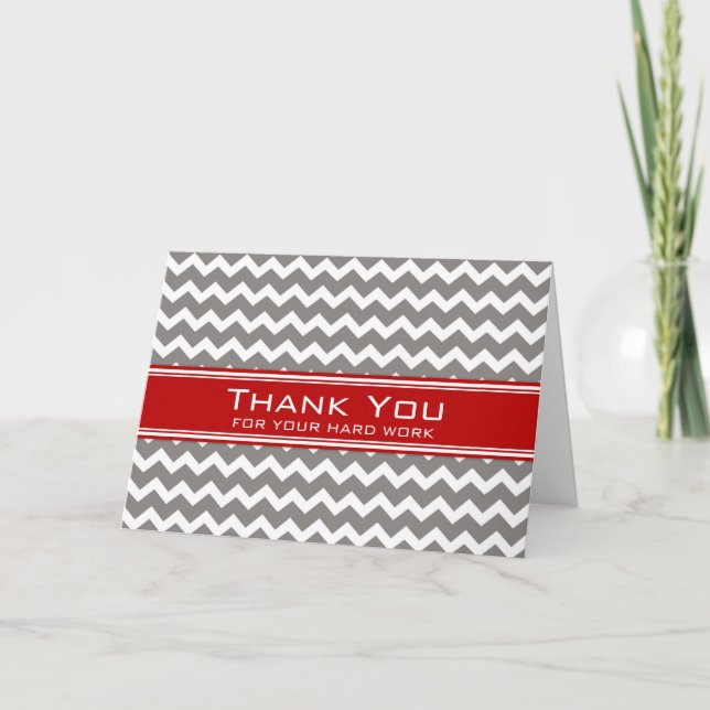 Red Gray Zickzack Anniversary Card Dankeskarte (Vorderseite)