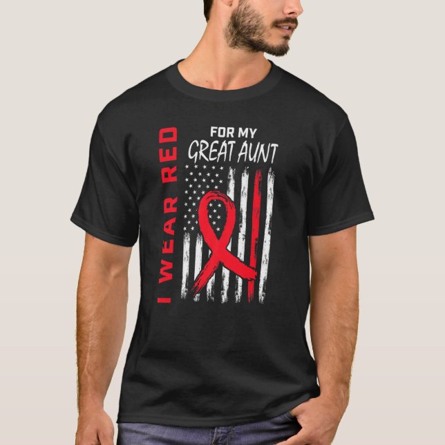 Red Great Aunt Heart Disease Awareness Flag Matchi T-Shirt (Vorderseite)