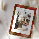 Red Green Abstrakt Kariert Rustikales Foto Weihnac Feiertagskarte<br><div class="desc">Rote und grüne Abstrakte Wasserfarbe Kariert Rustikales Foto Weihnachtskarte</div>