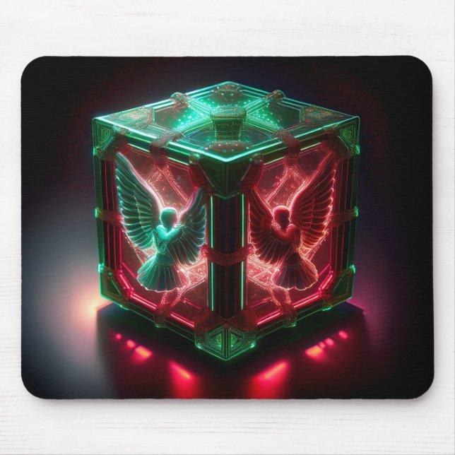 Red & Green Angels Watch Over Metallic Light Box Mousepad (Vorne)