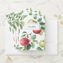 Red Green Apfel Frucht Muster Wasserfarbe Rustikal