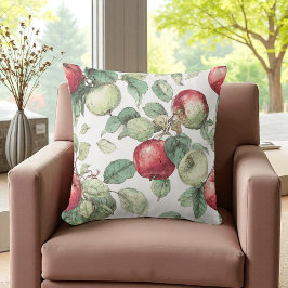 Red Green Apfel Frucht Muster Wasserfarbe Rustikal Kissen