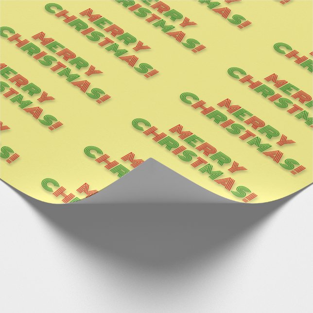 Red & Green Art Deco Stil "MERRY CHRISTMAS!" Geschenkpapier (Ecke)