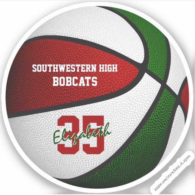 Red Green Basketball Girls Mannschaftsfarben Aufkleber (Vorderseite)