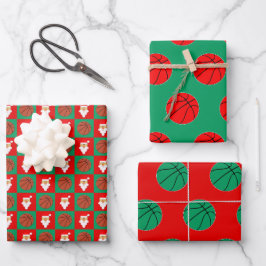 Red & Green Basketball & Weihnachtsfest Geschenkpapier Set