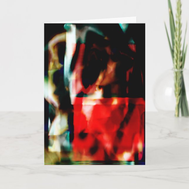 Red Green Black Filmy Floral Abstract Design Karte (Vorderseite)