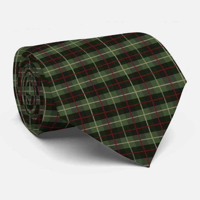 Red Green Black Kariert Tartan Men's Krawatte (Gerollt)