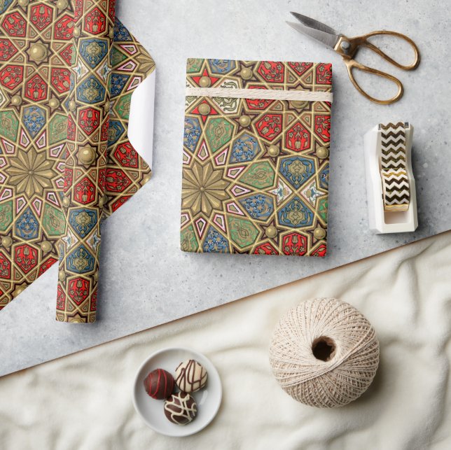 Red Green Blue Imitate Gold Arabic Art Patches Geschenkpapier (Kunsthandwerk)