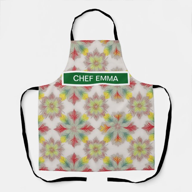 Red Green BOHO Muster Schürze (Vorderseite)