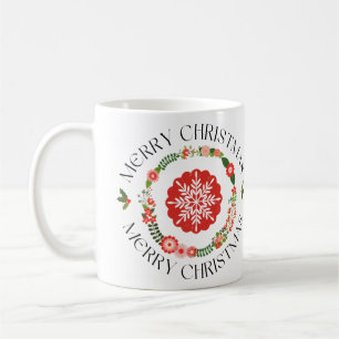 Red Green Bold Weihnachtsberries Wreath Scandi Kaffeetasse