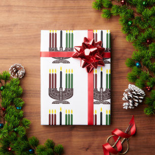 Red Green Brown Kwanzaa Candles Geschenkpapier