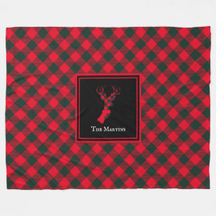 Red & Green Buffalo Kariert Rentier Personalisiert Fleecedecke