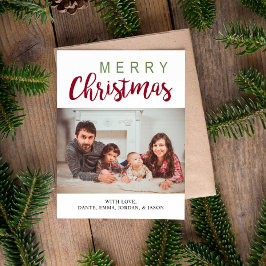 Red Green Calligraphy Frohe Weihnachtsfamilie Foto Magnetkarte