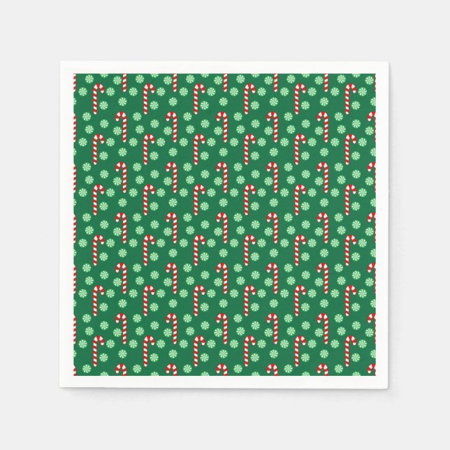 Red Green Candy Cane Peppermint Weihnachten Serviette (Vorderseite)