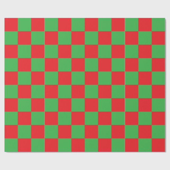 Red Green Checked Karo Design Geschenkpapier (Flach)