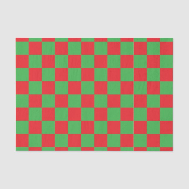 Red Green Checked Karo Design Seidenpapier (Vorderseite)