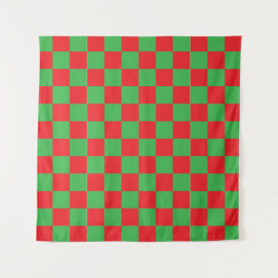 Red Green Checked Karo Design Wandteppich