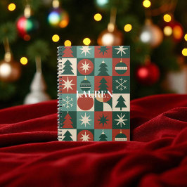 Red Green Checkered Mitte Jahrhundert Urlaub Notizblock