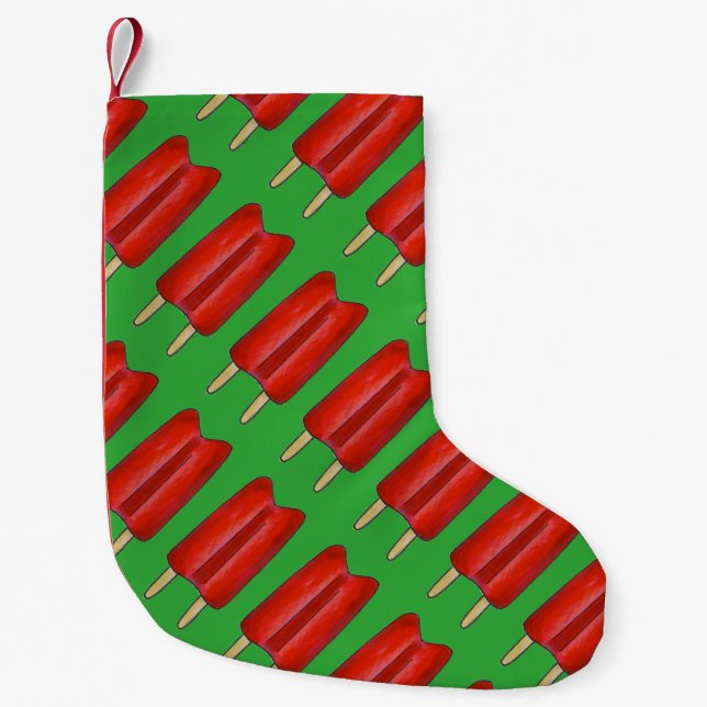 Red Green Cherry Twin Pop Popsicles Ice Lollies Kleiner Weihnachtsstrumpf (Vorderseite)