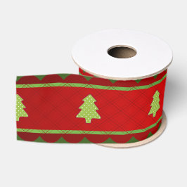 Red Green Christamas Trees Ribbon Ripsband
